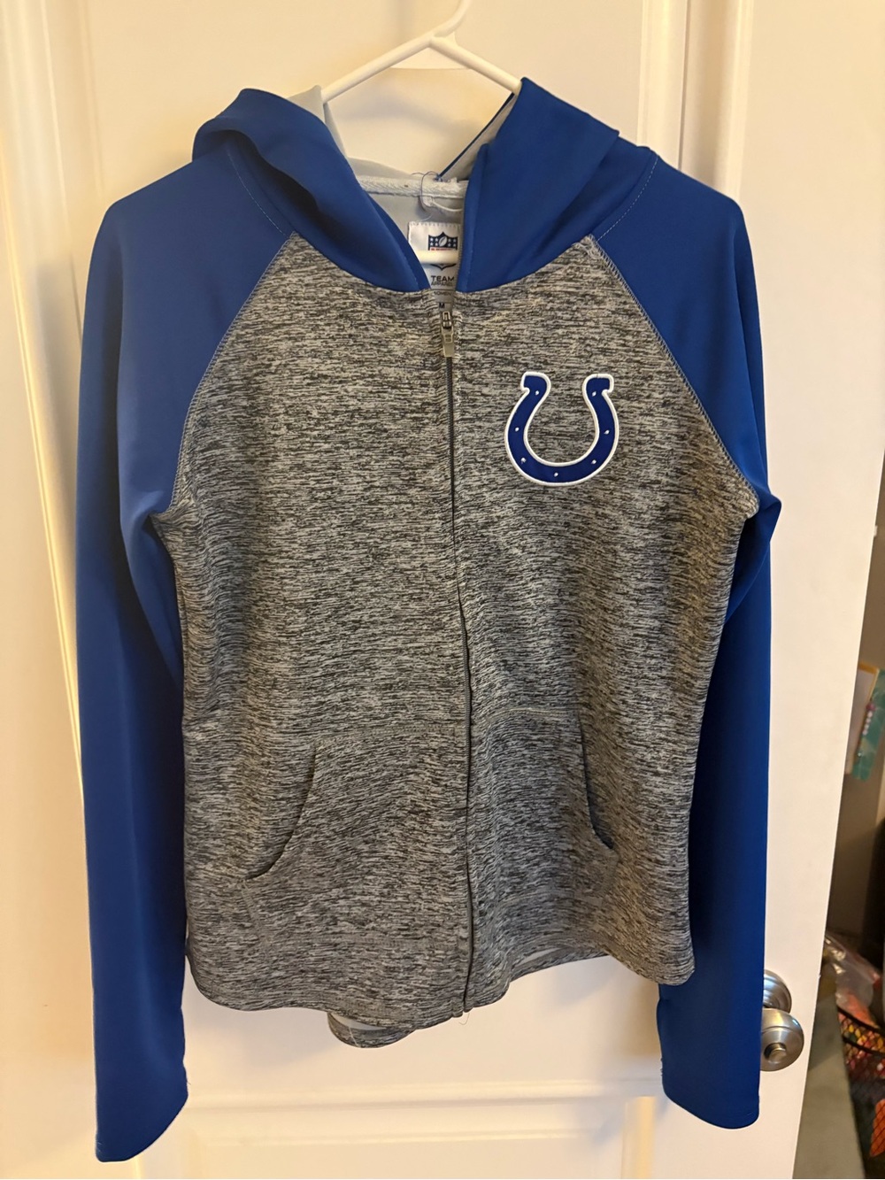 Indianapolis Colts Blue and Grey Zip Hooded Jacket